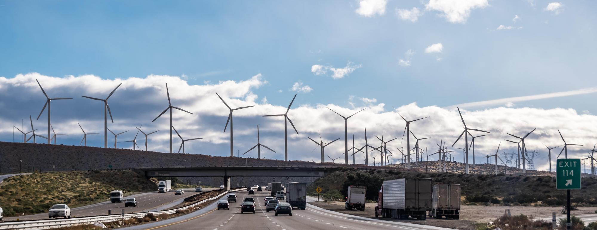 wind turbines along highway in CA